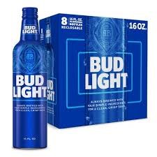 Bud Light Aluminium Sinle or 8pk 16oz Bottle